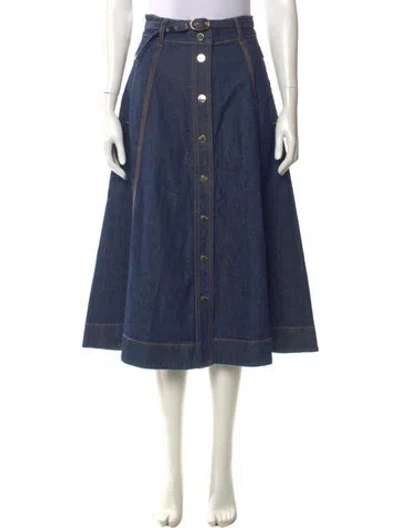 Pre-owned Zimmermann Midi Length Skirt In Blue