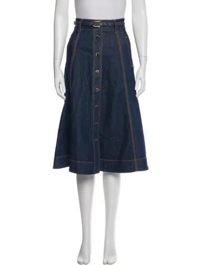 Pre-owned Zimmermann Midi Length Skirt In Blue