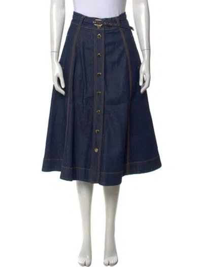 Pre-owned Zimmermann Midi Length Skirt In Blue