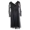 Shop Zimmermann Midi Polka Dot Tulle V-neck Long Sleeve Dress In Black Polyester