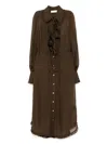 Zimmermann Midi Ruffle Dress In Brown