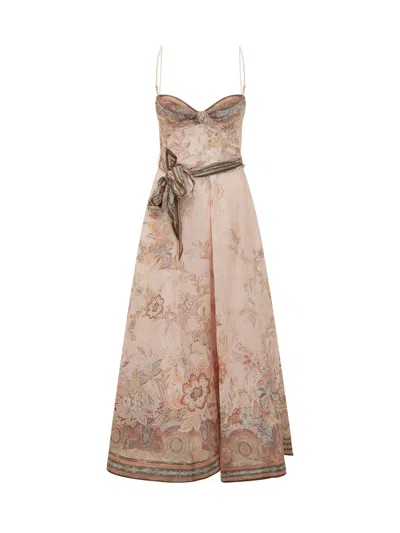 Zimmermann Midi Suit With Flowy Skirt In Brown