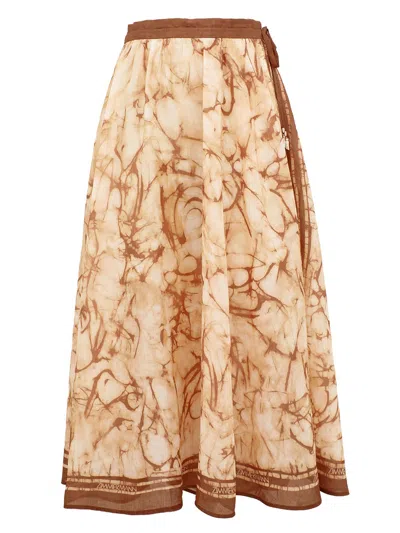 Zimmermann Mid-rise Mini Skirt With Drawcord Waistband In Beige