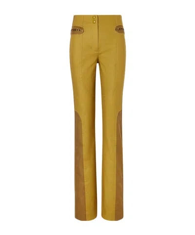 Zimmermann Valiant Two-tone Cotton-drill Mid-rise Straight-leg Pants In Green