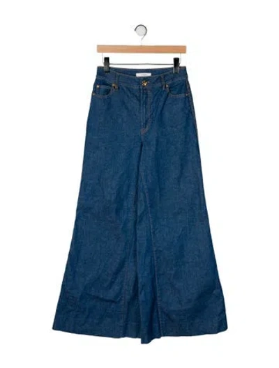Pre-owned Zimmermann Mid-rise Wide Leg Jeans In Blue