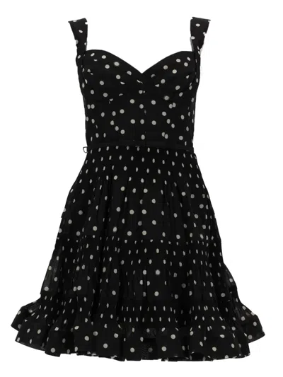 Zimmermann Polka Dot Polyester Ruffled Skirt Mini Dress In Black