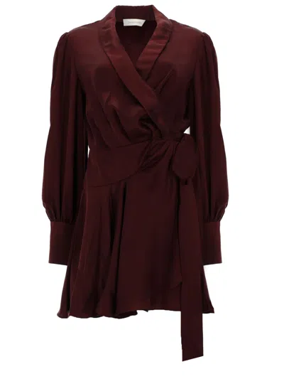 Zimmermann Mini Abito A Portafoglio In Burgundy