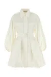 Zimmermann White Cotton Blend Utility Shirt Mini Dress