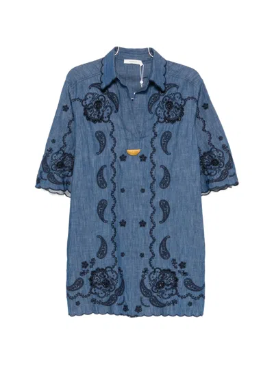 ZIMMERMANN MINI ASTER PAISLEY-EMBROIDERED SCALLOPED DRESS