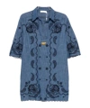 Zimmermann Aster Broderie Anglaise-trimmed Cotton-denim Mini Dress In Blue