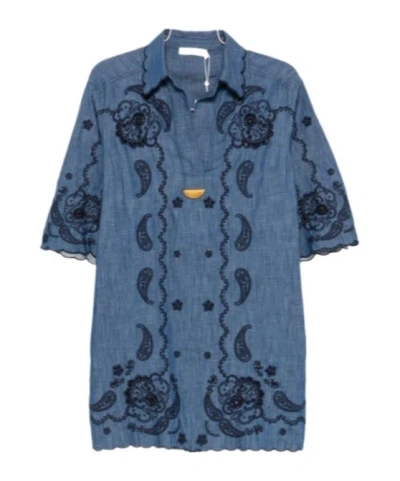 ZIMMERMANN ZIMMERMANN EMBROIDERED DENIM MINI DRESS