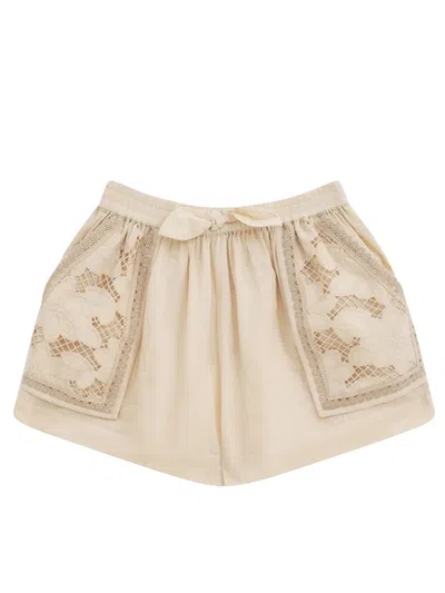 Zimmermann Mini Bermuda Shorts For Girls In Sand
