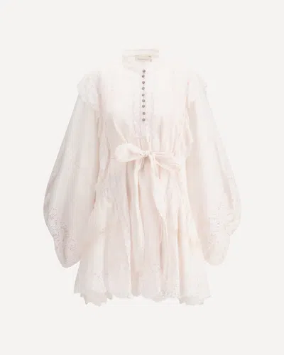 Zimmermann Crush Lace Billow Mini Dress In Multicolor