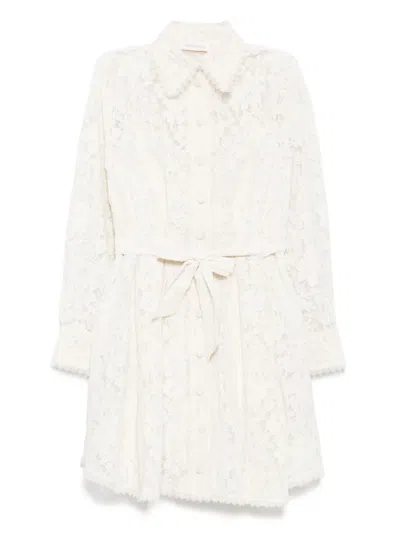 Zimmermann Mini Dawning Tuck Dress In White
