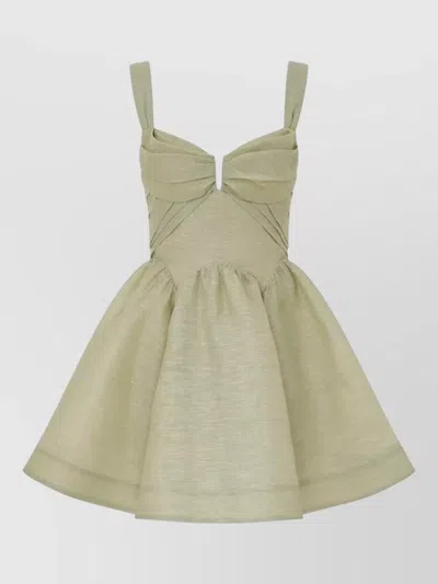 Zimmermann Mini Drape Dress Sweetheart Neckline Sleeveless In Green