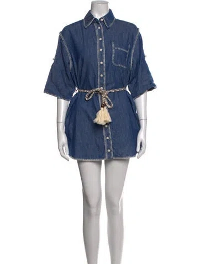 Pre-owned Zimmermann Mini Dress In Blue
