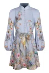 Zimmermann Mini Dress Rebellion Button In Blue
