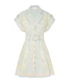 Zimmermann Acacia Belted Paisley-print Linen Mini Shirt Dress In White