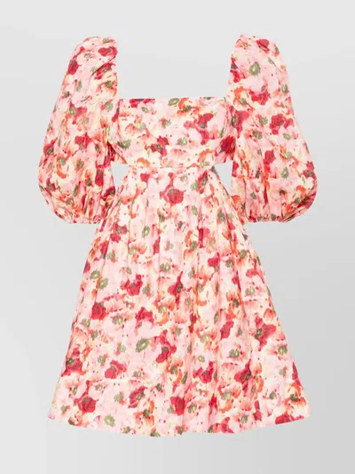 Zimmermann Short Linen Lightburst Dress For Women In Pink