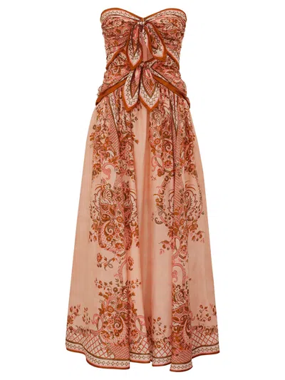 Zimmermann Mini Fitted Bustier Dress Size 1 In Pink