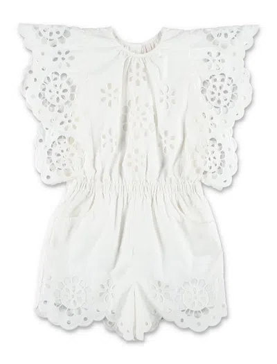 Zimmermann Mini Floral Embroidered Jumpsuit In White
