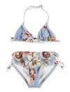 Zimmermann Floral Print Mini Drawstring Bikini Top In Multi