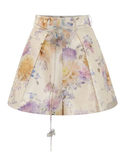 Zimmermann Mini High-waisted Shorts With Tie Detail In Purple
