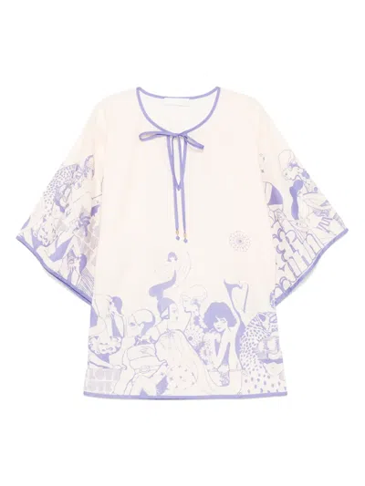 Zimmermann Mini Maxine Kaftan Dress In White