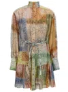 Zimmermann Matchmaker Lantern Belted Printed Cotton And Silk-blend Voile Mini Dress In Multicolor