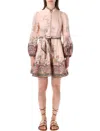 Zimmermann Womens Pink Paisley Alchemy Belted Floral-print Linen Mini Dress In Pink
