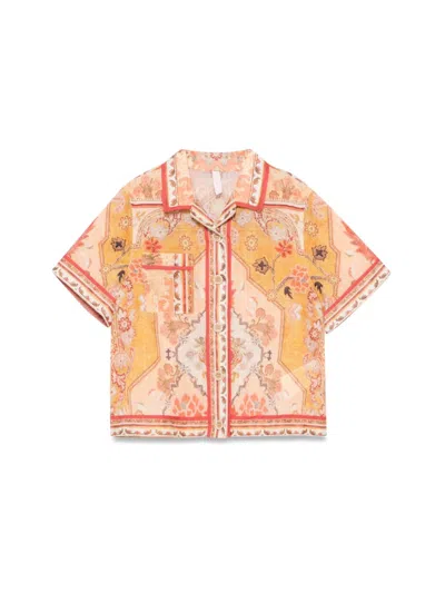 Zimmermann Mini Pocket Shirt For Girls In Multi