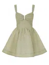 Zimmermann Rebellion Linen And Silk Organza Minidress In Green