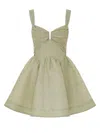 Zimmermann Rebellion Linen And Silk Organza Minidress In Green
