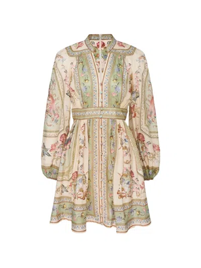 Zimmermann Mini Roselight Floral-print Dress In Multi