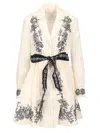 Zimmermann Floral Embroidered Belted Long Sleeve Linen Shirtdress In White