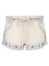 Zimmermann Wanderlust Mini Shorts Embroidered Pockets Beltloops In White