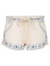 Zimmermann Wanderlust Mini Shorts Embroidered Pockets Beltloops In White