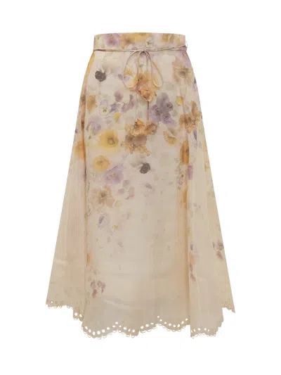 Zimmermann Mini Skirt With Stampaint Detail In Multi