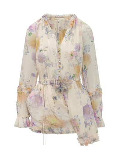 Zimmermann Mini Suit With Buttons And Authentic Details In Multi