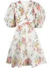 ZIMMERMANN ZIMMERMANN MINIDRESS WITH PUFF SLEEVES AND FLORAL PRINT