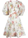 ZIMMERMANN ZIMMERMANN MINIDRESS WITH PUFF SLEEVES AND FLORAL PRINT