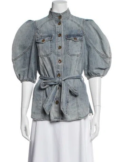 Pre-owned Zimmermann Mock Neck Dress In Blue