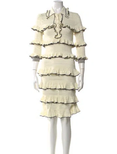 Pre-owned Zimmermann Mock Neck Knee-length Dress W/ Tags In Neutral
