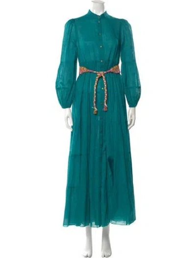 Pre-owned Zimmermann Mock Neck Long Dress In Blue