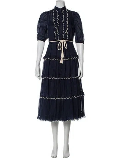 Pre-owned Zimmermann Mock Neck Long Dress In Blue