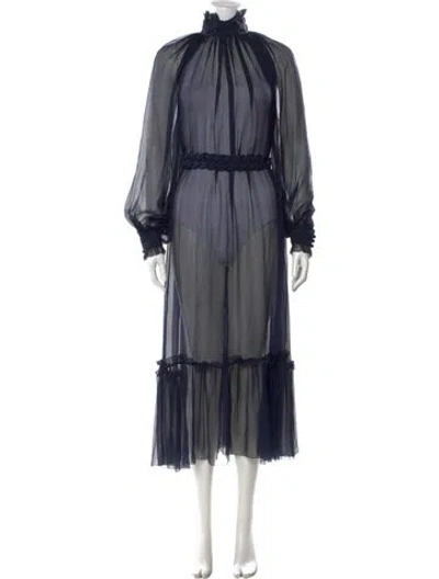 Pre-owned Zimmermann Mock Neck Long Dress In Blue
