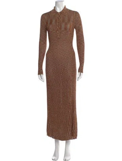 Pre-owned Zimmermann Mock Neck Long Dress In Brown