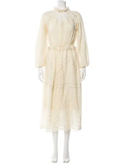 Pre-owned Zimmermann Mock Neck Long Dress In Neutral