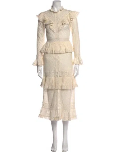 Pre-owned Zimmermann Mock Neck Long Dress W/ Tags In Neutral