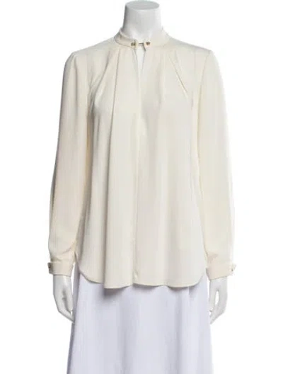 Pre-owned Zimmermann Mock Neck Long Sleeve Blouse In Neutral